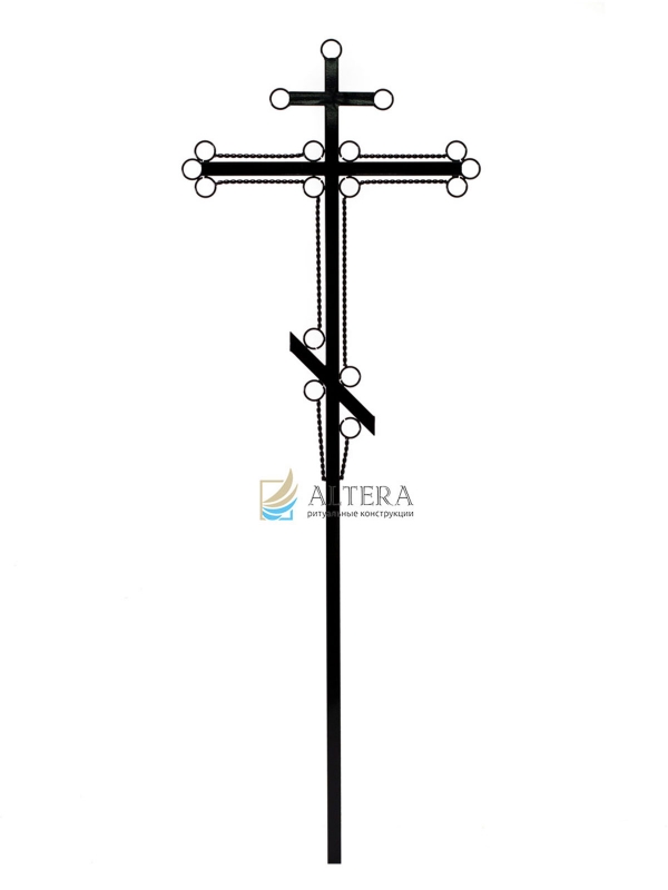 Крест “Фигурный №1” ритуальный на могилу, металлический